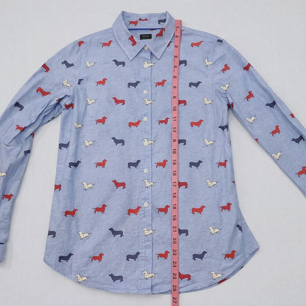 Talbots Women’s Cute Small Button Down Shirt Dachshund Wiener Dog Print Preppy - Picture 7 of 7